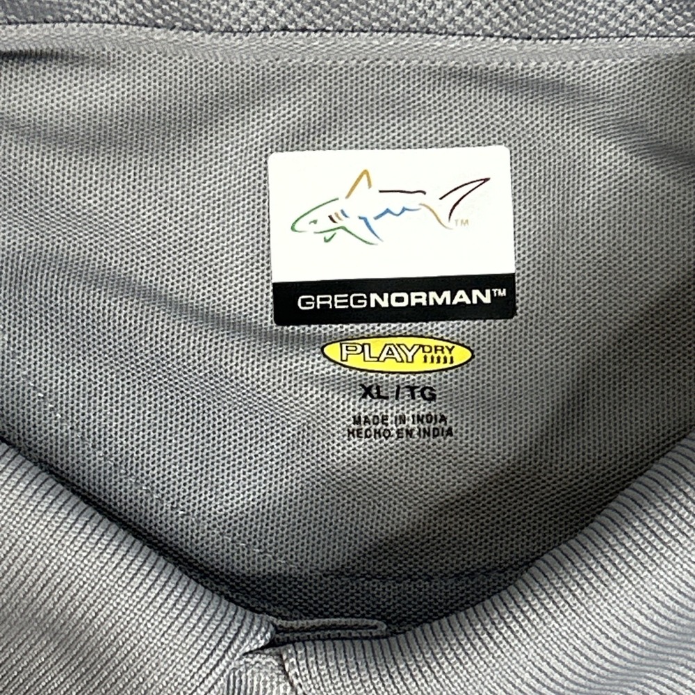 Greg Norman PlayDry Golf Polo Shirt Mens XLGray Performance Shark Logo (334) - Picture 2 of 5